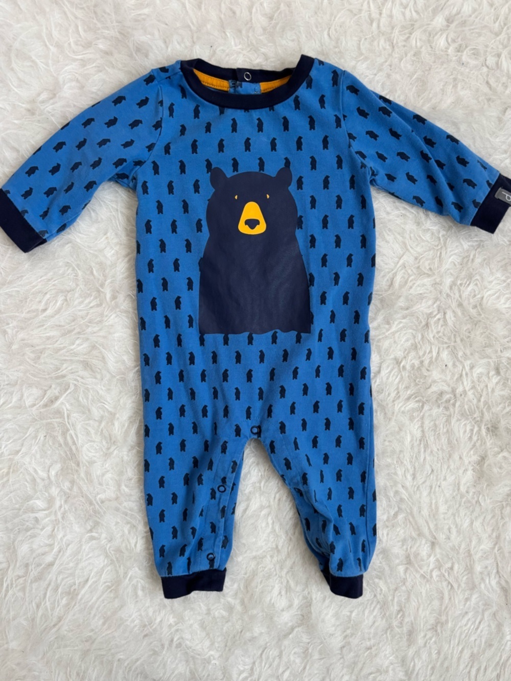 Deux par Deux Blue Bear Patterned Footie